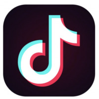 A black, white, red, and blue image of the TikTok logo. 