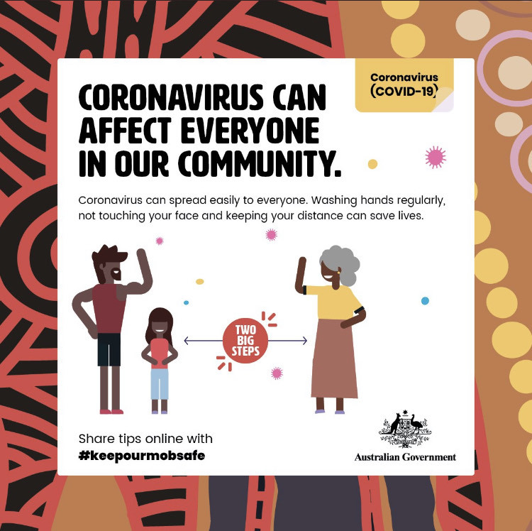 Image of a sign which reads coronavirus can affect everyone in our community. Coronavirus can spread easily to everyone. Washing hands regularly, not touching your face and keeping your distance can save lives.