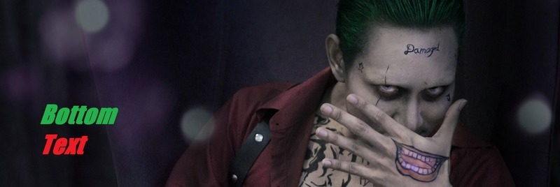 This is a picture of actor Jared Leto playing the character the Joker from the Batman series. The image has been created into a meme, with the Joker covering his face with a hand that has a mouth tattooed on it, and a caption that reads "bottom text" in green and red. 