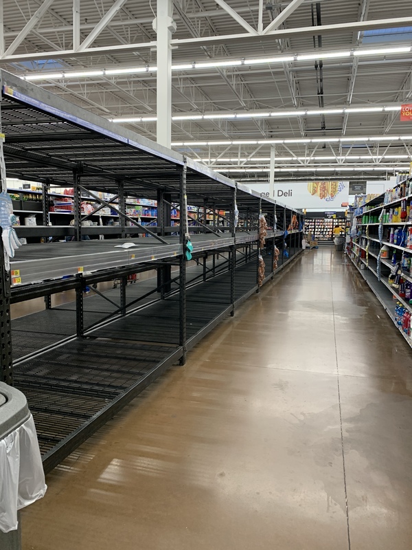 Bare toilet paper shelves at Walmart in Mesa Riverview · A Journal of