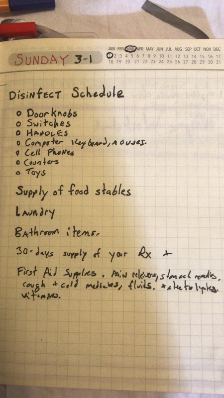 A household disinfecting schedule. 