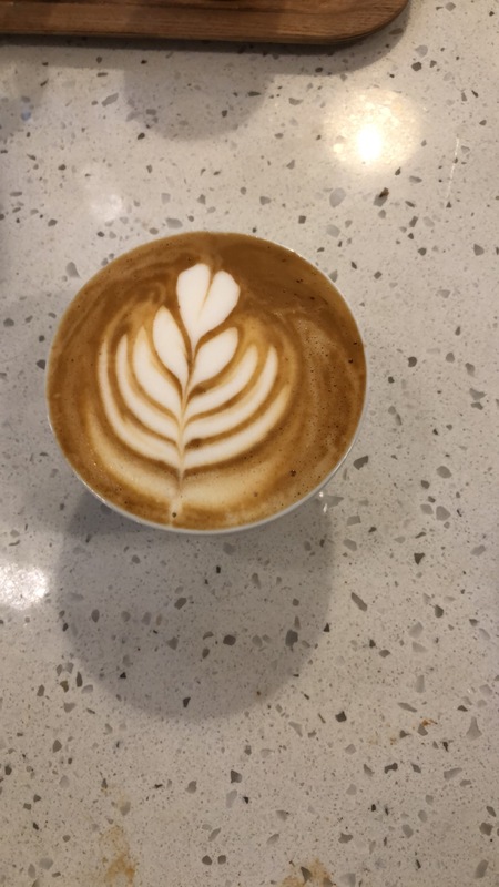 Latte with foam art.