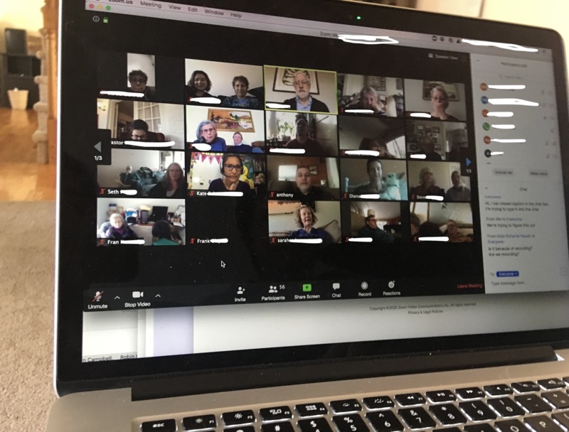 A zoom meeting for a church service. 