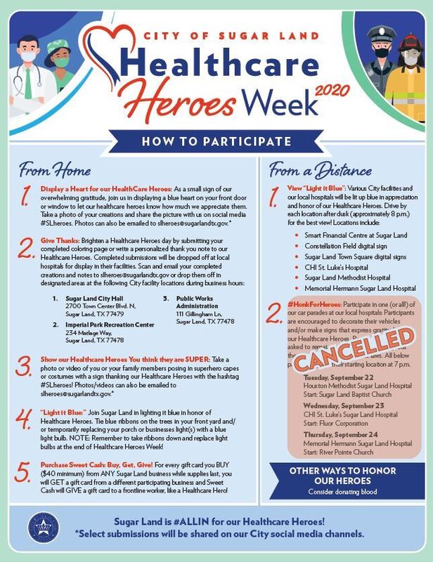 An image of a poster entitled "Health Care Heroes Week 2020: How To Participate". This poster honors first responders during the pandemic. 