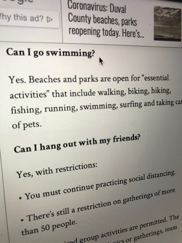 An image of an article about swimming. 