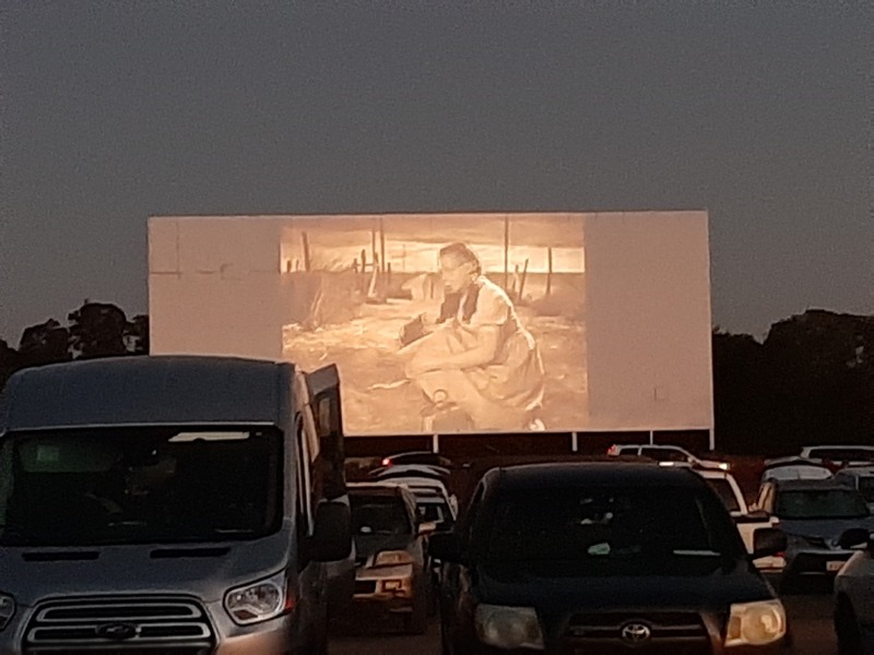 A drive-in movie theater reopened for social distancing.