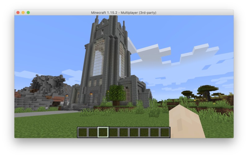 A screenshot of a grey chapel in Minecraft. 