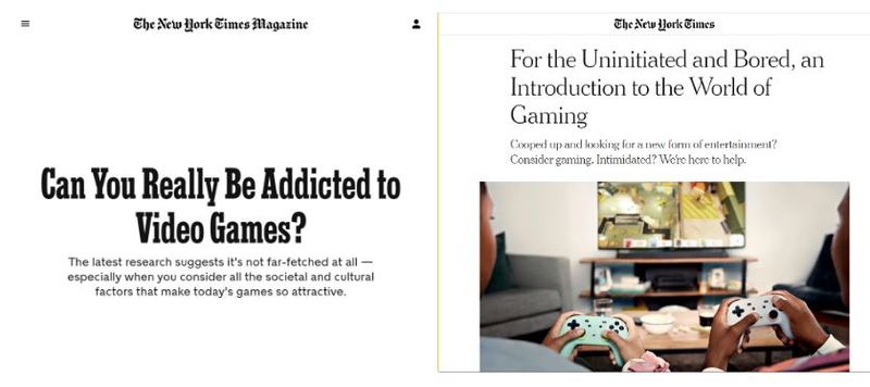 A screenshot of articles from the New York Times. 