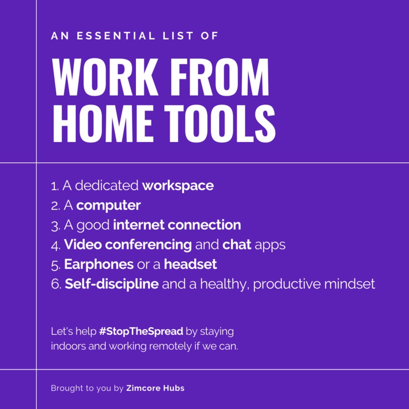 A list that reads "Work From Home Tools". 