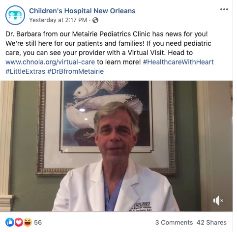 A social media post from Children's Hospital New Orleans. 