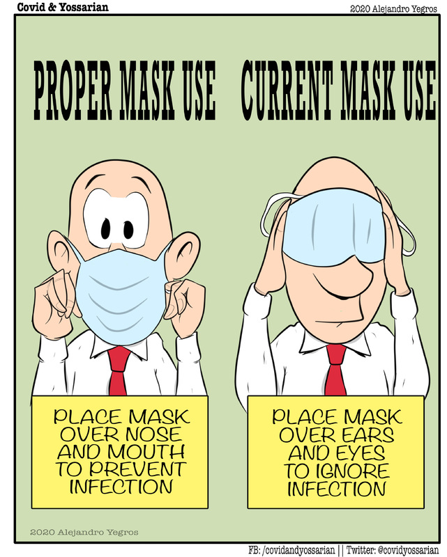 Proper Mask Use

Place mask over nose and mouth to prevent infection

Current Mask Use

Pace mask over ears and eyes to ignore infection