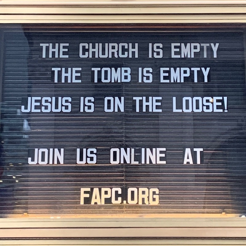 A sign about church. 