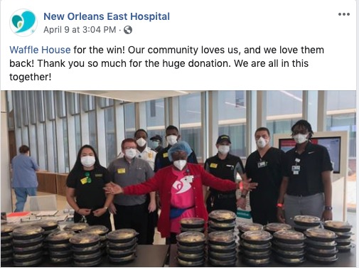 A social media post from New Orleans East Hospital.