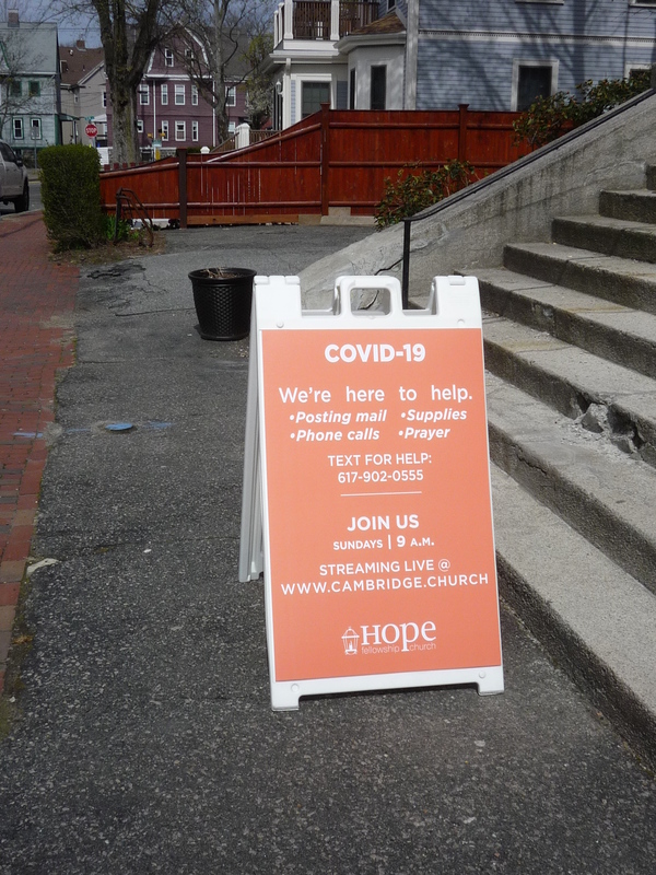 A sign about covid from a church. 