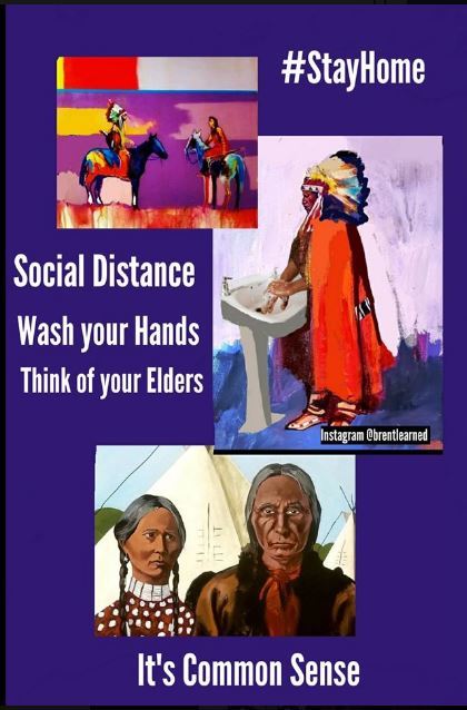 Poster that is campaigning for social distancing within Indigenous communities. 