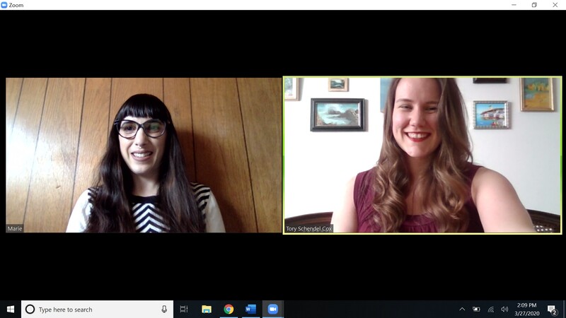 Two feminine people on a Zoom call. 