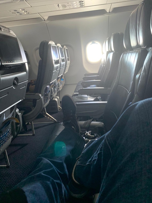 An empty row on an airplane. 