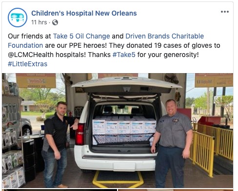 A social media post from Children's Hospital New Orleans.