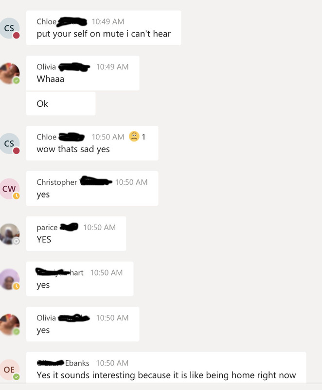 Multiple messages in a group chat online.