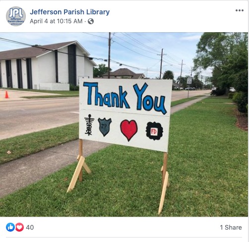 Screenshot of a Facebook post made by Jefferson Parish. 