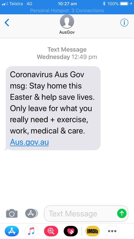 A text message from the Austrailian Government. 