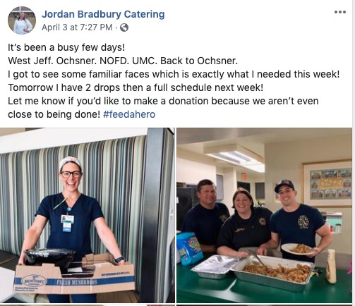 A social media post from Jordan Bradbury Catering. 