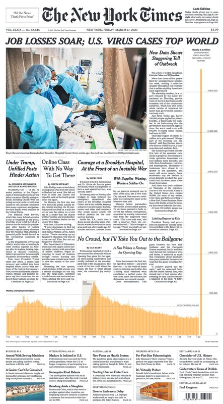 The front page of the New York Times.