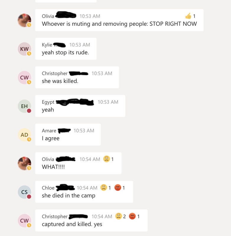 Multiple messages in a group chat online.