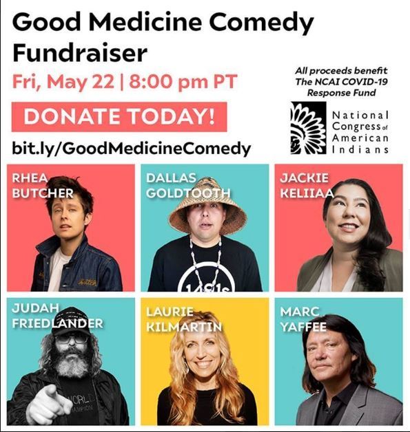 A photo advertising the Good Medicine Comedy Fundraiser.