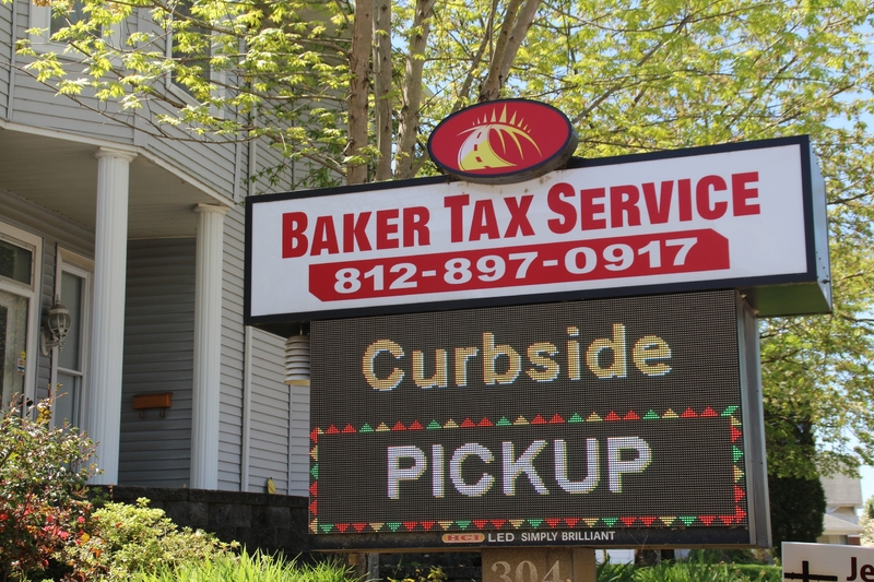 Tax business Sign advertising Curbside Pickup.