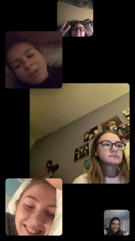 People in a group video call. 