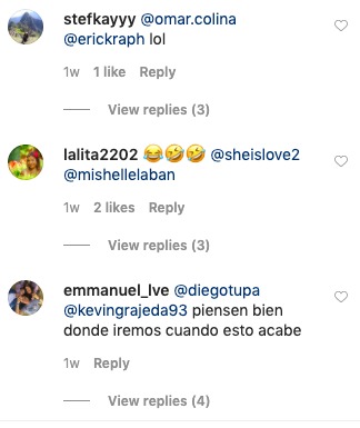 A screenshot of comments on a post on Instagram. 
