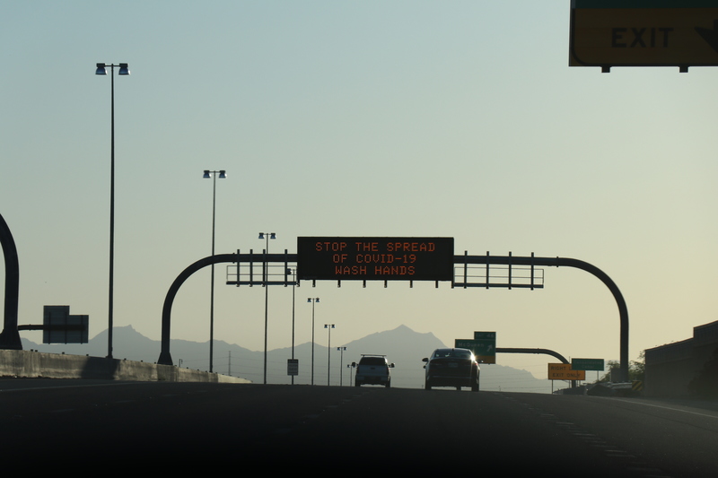 A highway sign. 
