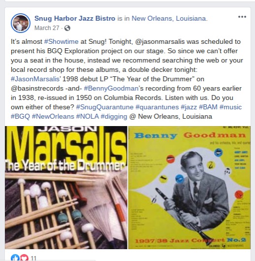 a screen shot of a Facebook post about a jazz show