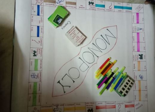 A homemade monopoly game. 