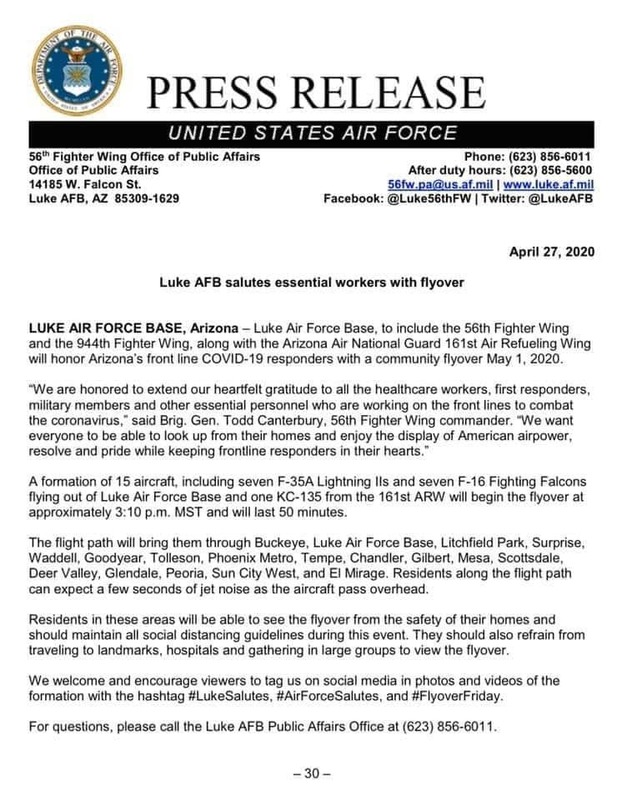 Announcement from Luke Air Force Base. 