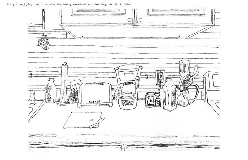 Drawing of a kitchen counter.