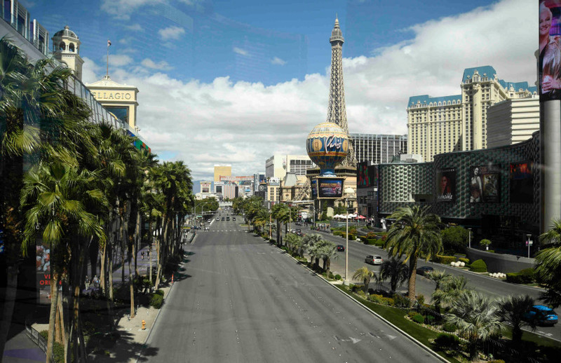 An empty street in Las Vegas. 