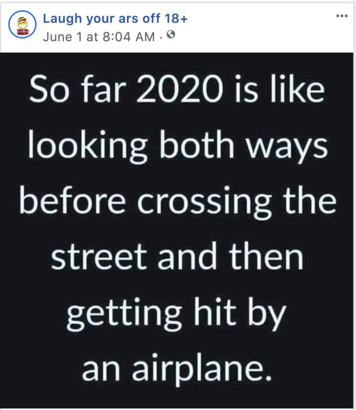 Screenshot of a social media post describing the difficulty of the year 2020.