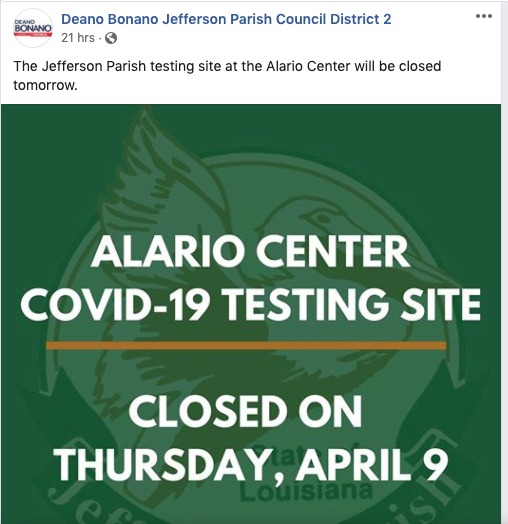 A social media post from Jefferson Parish Council District 2.