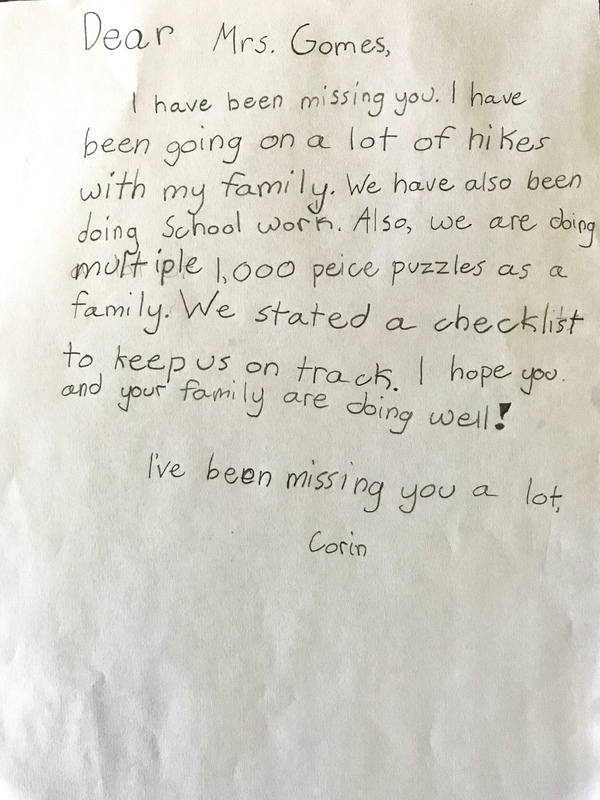 A letter from a 4th grader to their teacher. 