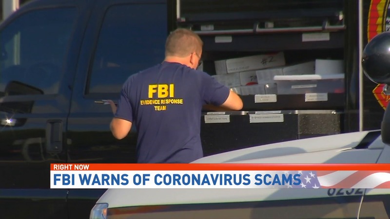 A screenshot of a news cast about coronavirus scams. 