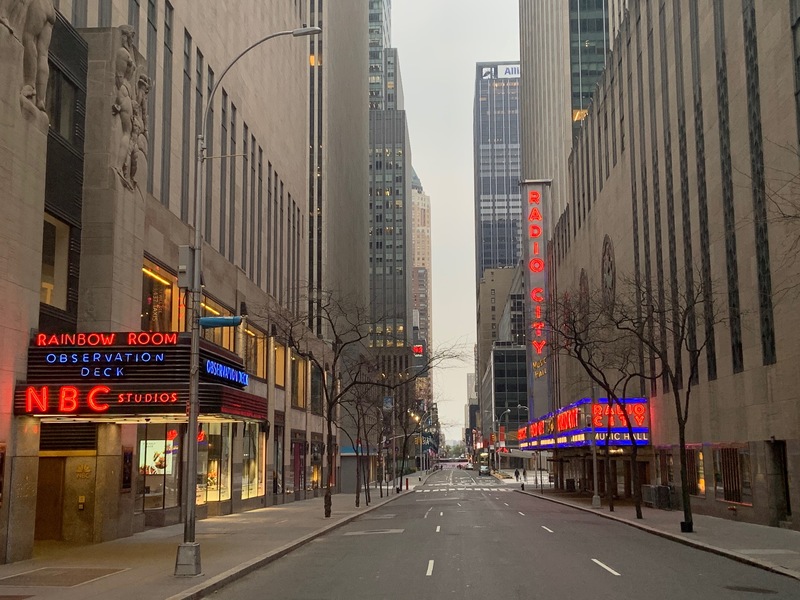 An empty street in New York City. 