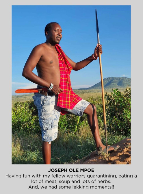 A photo of a man with a spear.