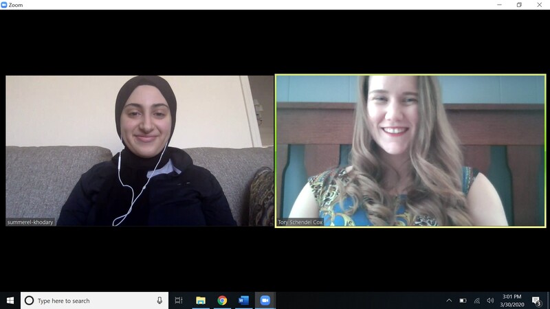 Two women on a Zoom call. 