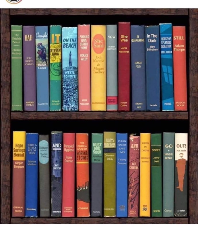 A bookshelf full of books. 