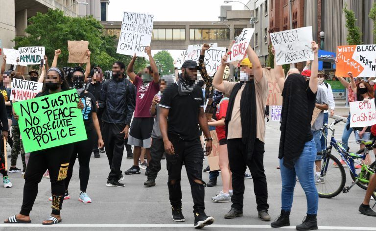 An image of a group of protesters during the Black Lives Matter protests. 