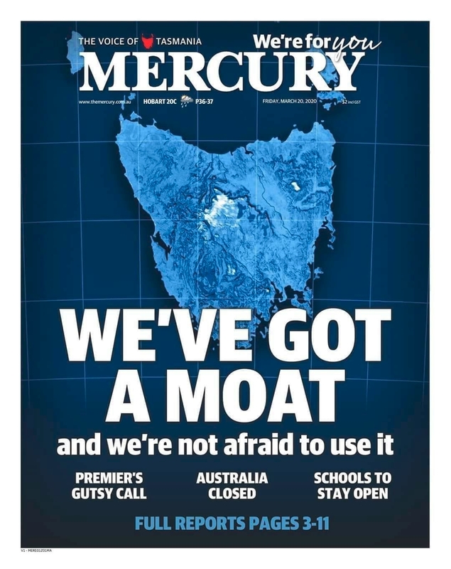 The Mercury Newspaper, the headline article says "We've got  a moat and we're not afraid to use it." 