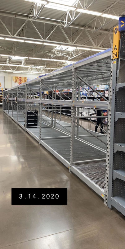 Empty shelves at a supermarket.