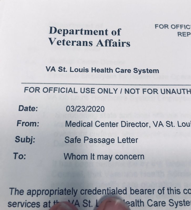 A letter from the Department of Veteran Affairs. 